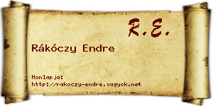 Rákóczy Endre névjegykártya